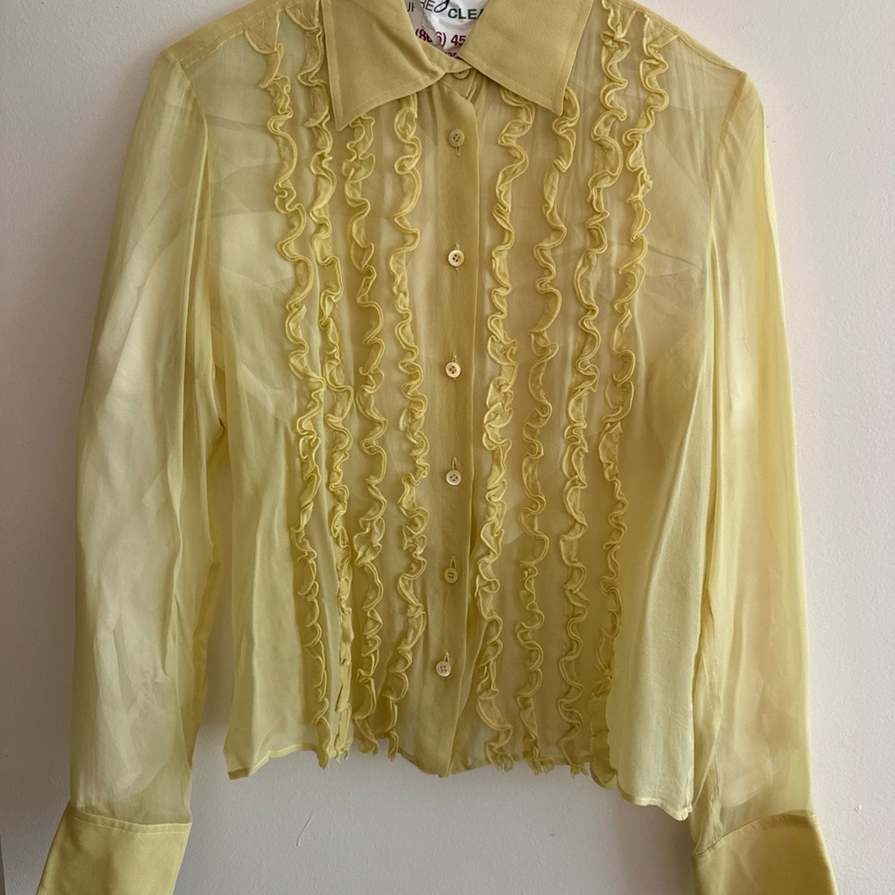 GUCCI SILK 1998 Yellow Ruffled Women's Top - GORGEOUS - size 42